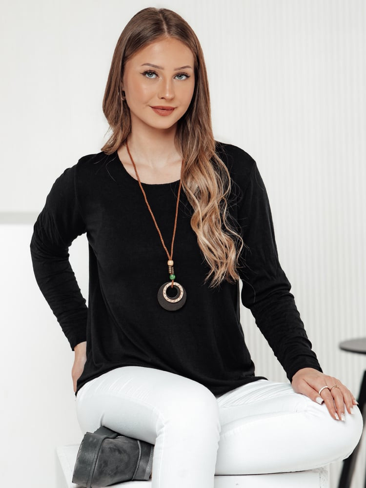 Bluzka damska one size LUCERIA z wisiorkiem czarna Dstreet