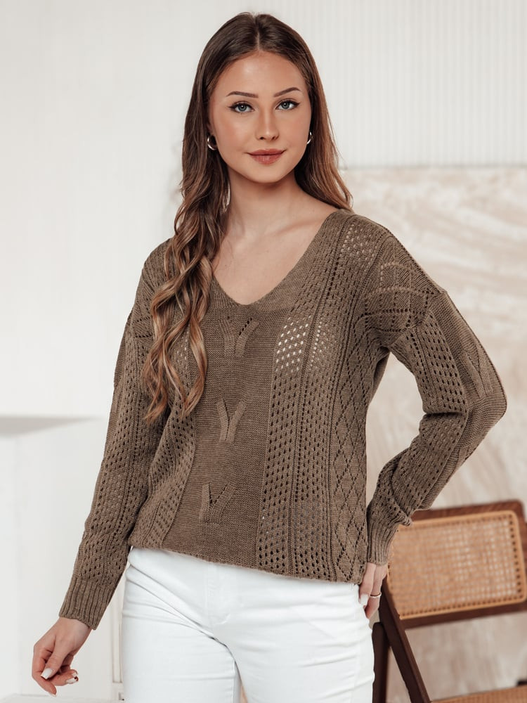 Sweter damski LACEONIA beżowy Dstreet