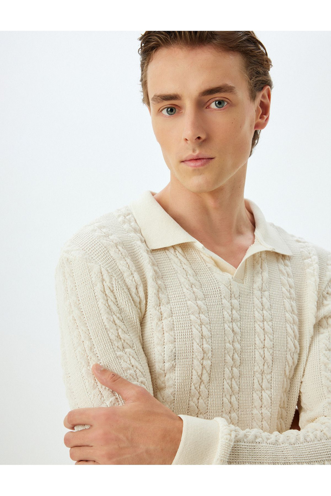 Koton Slim Fit Sweater Textured Polo Neck Cotton Blend