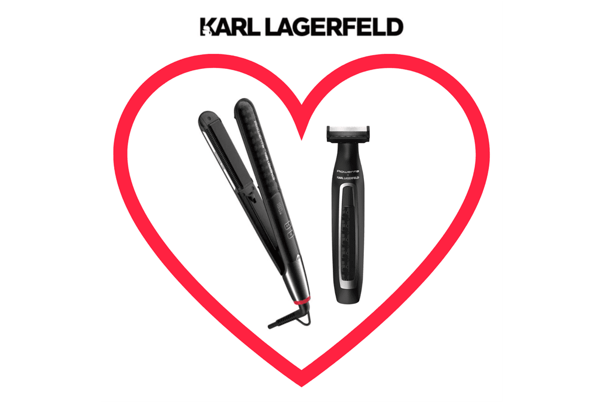 Akční set pro pár žehlička na vlasy Rowenta Karl Lagerfeld Pro Stylist SF466LF0 a zastřihovač Rowent