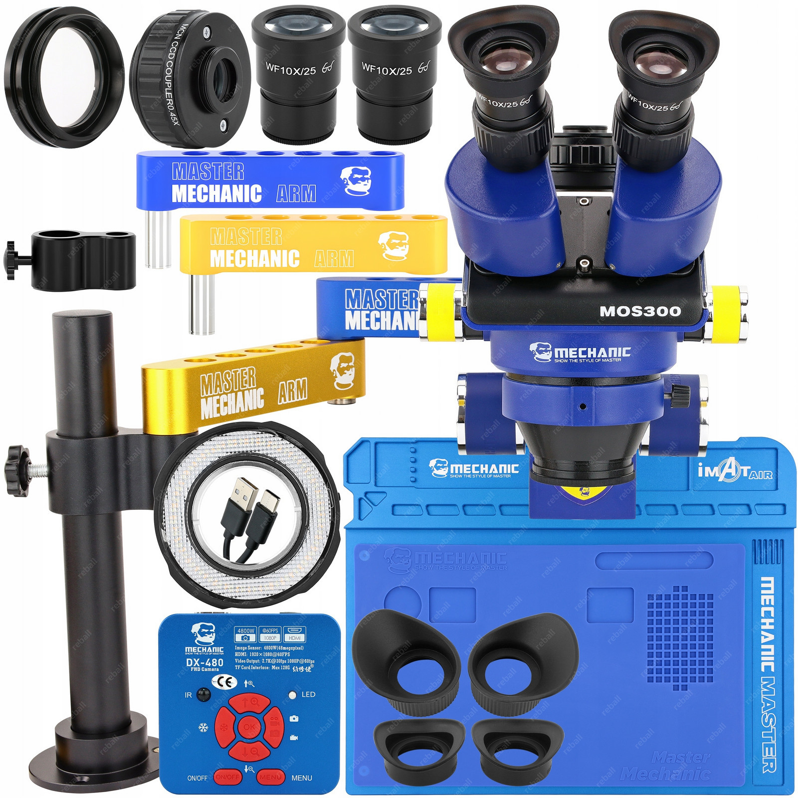 Stereoskopický Mikroskop Mechanic MOS300 Rošt M3 Základna iMAT Air