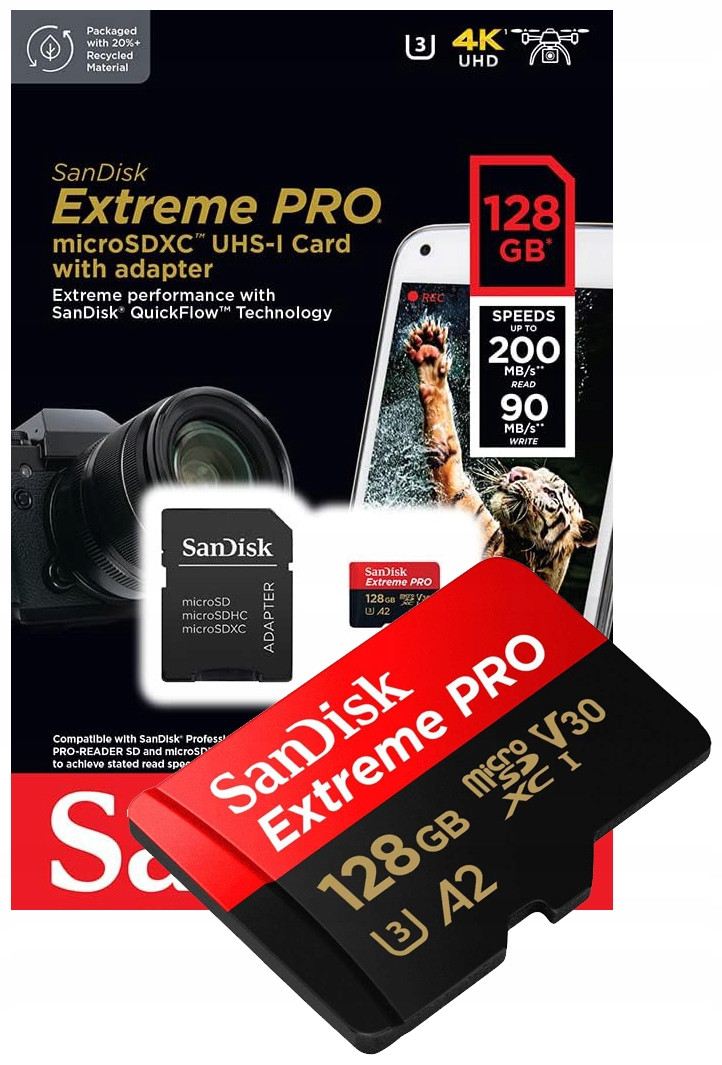 Paměťová Karta Sandisk Extreme Pro 125GB Microsdxc Uhs-i U3 200MB/S +adaptér