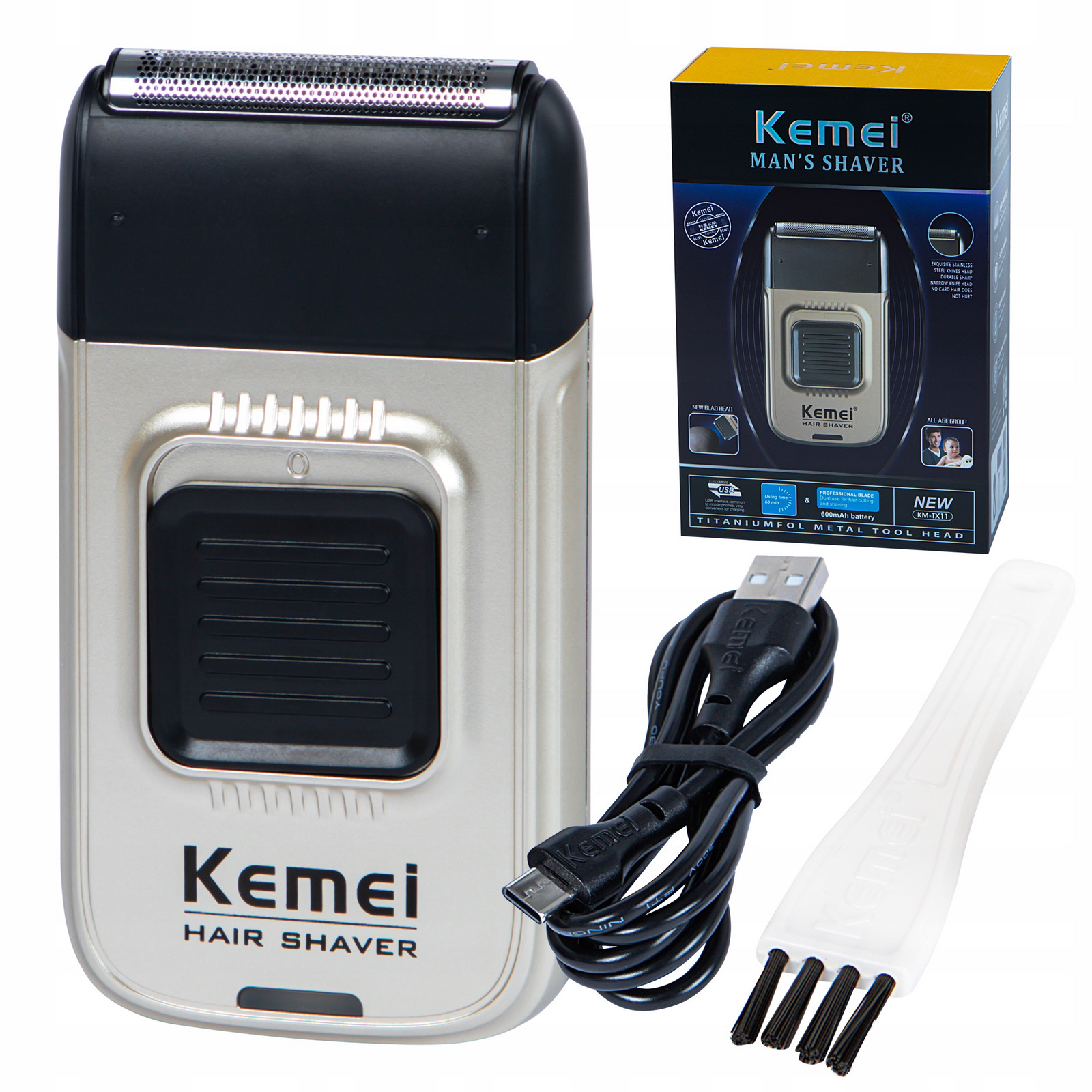Holicí Strojek Fóliový Pánský Elektrický Kemei Cestovní Strojek Usb C