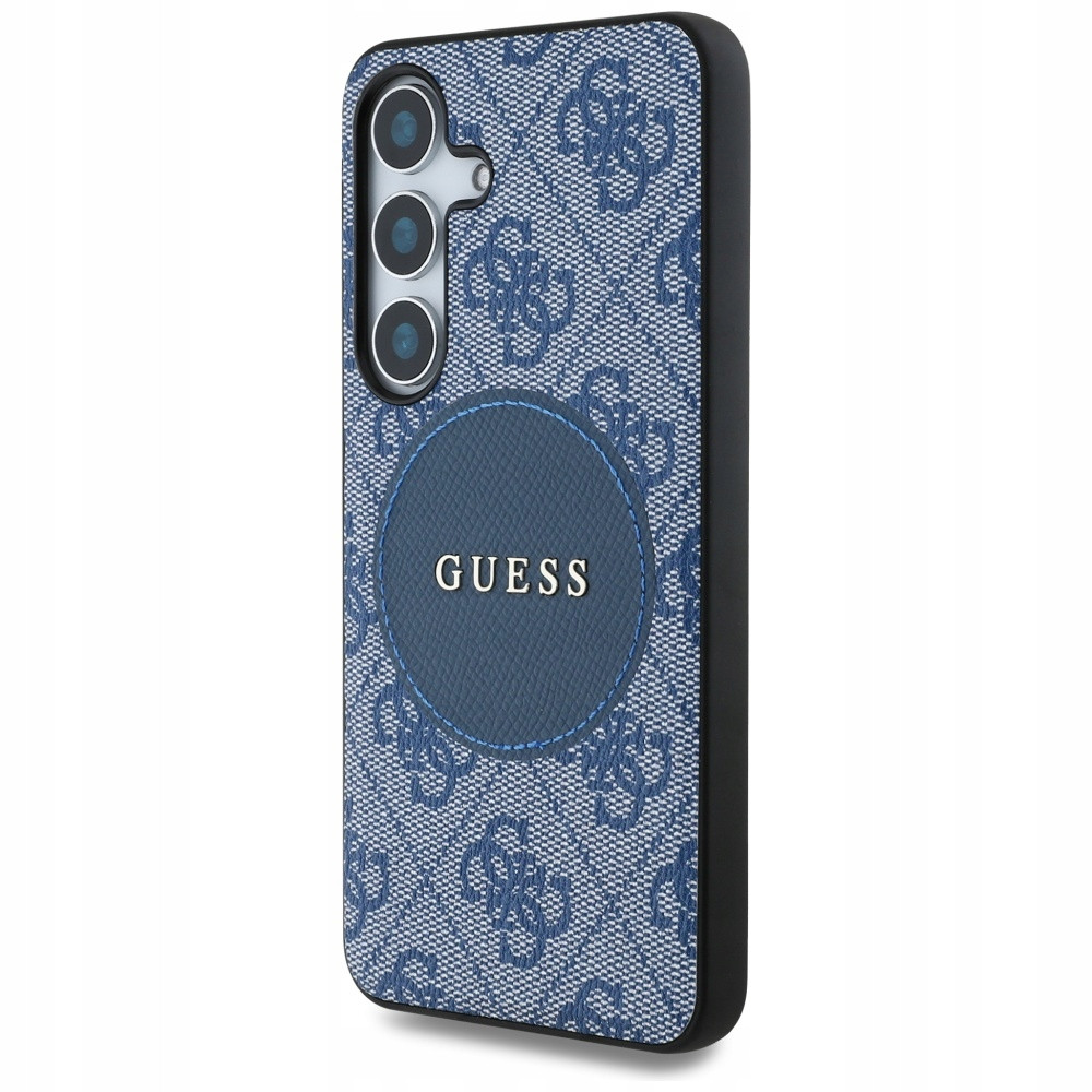 Pouzdro Guess 4G Round Patch Classic Logo MagSafe pro Samsung S25+ modré
