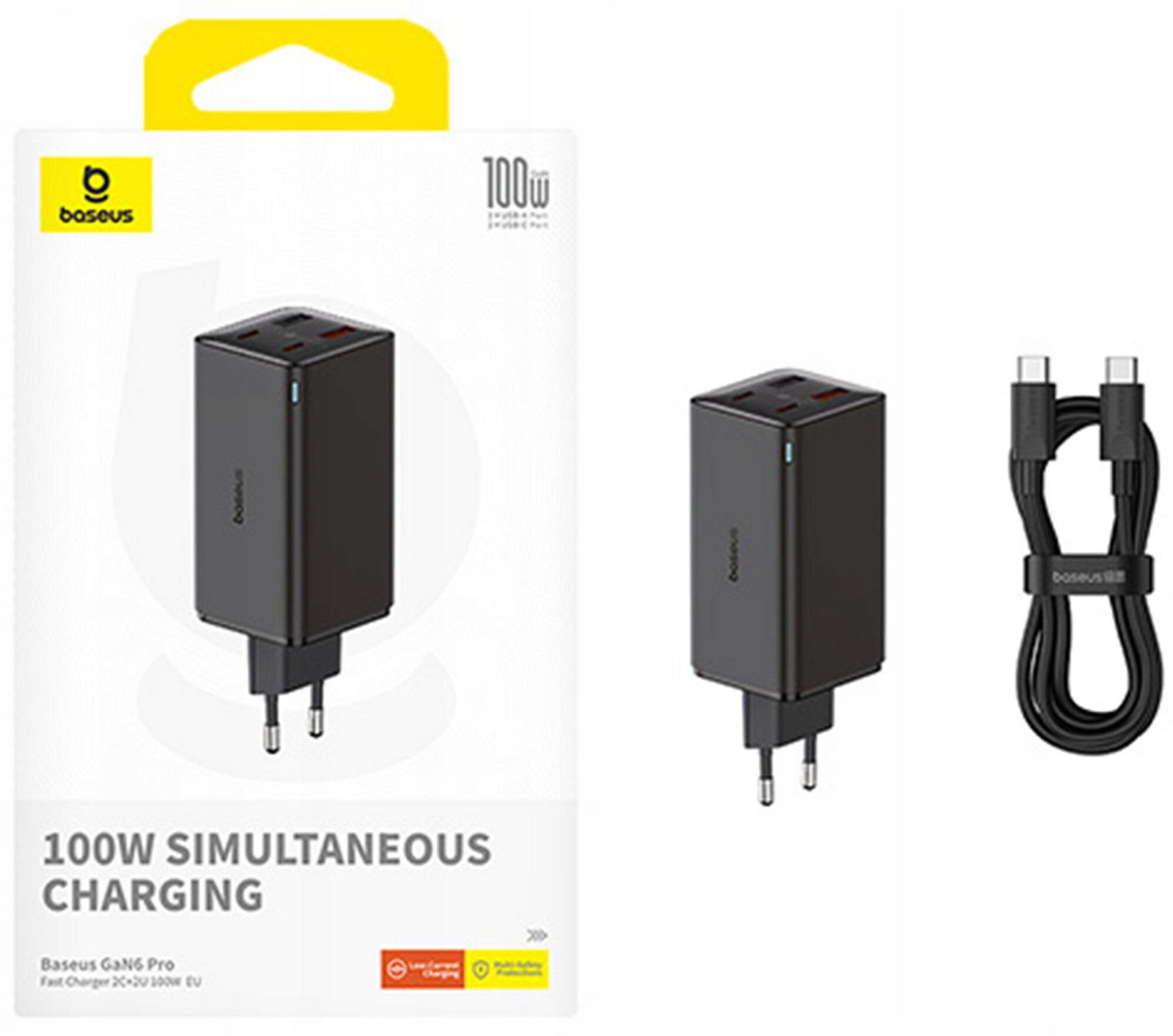 Nabíječka do sítě univerzální Baseus GaN6 Pro 100W 2x Usb 2x Usb-c