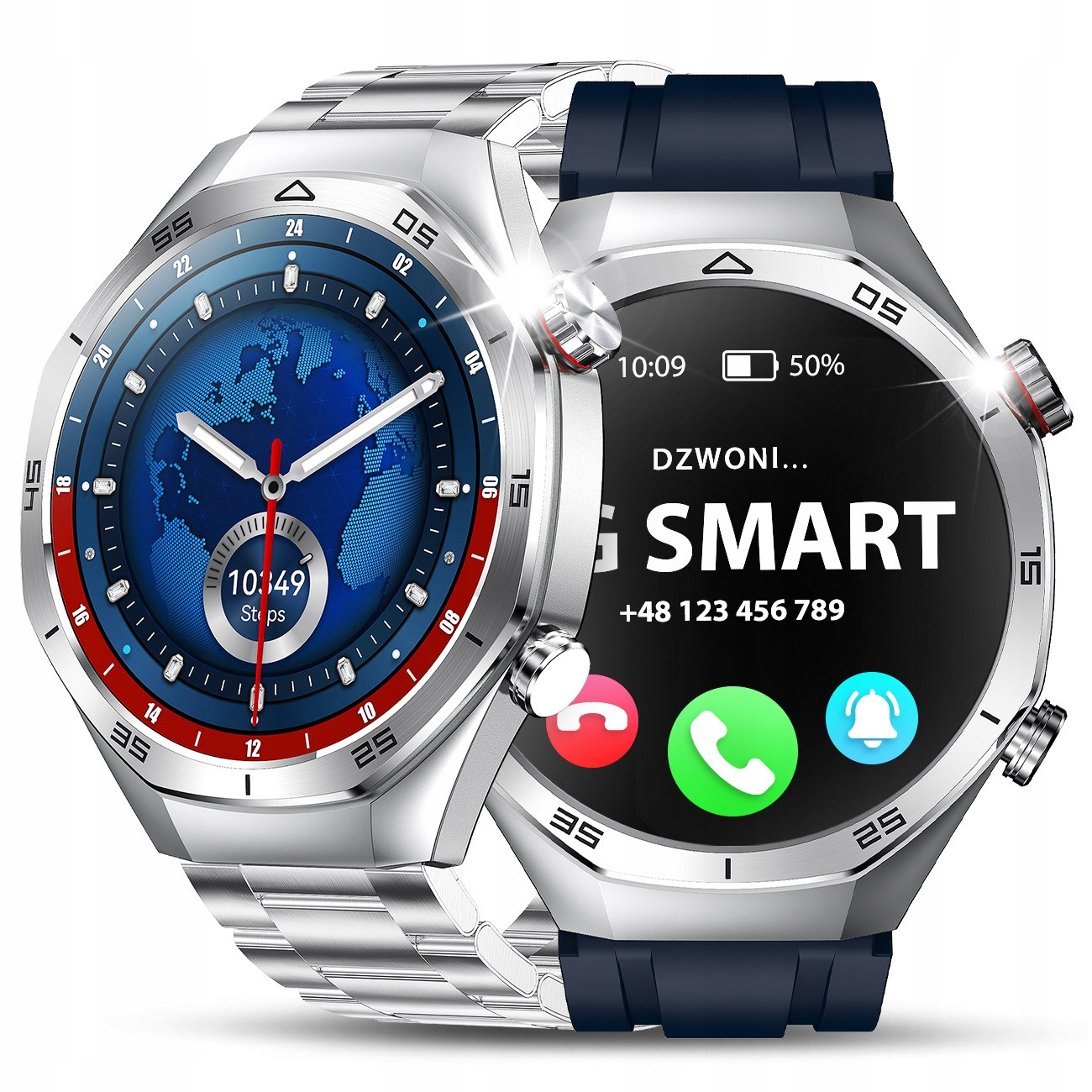 Chytré Hodinky Pánské Hodinky Smart Watch Menu Polské Hovory Puls 2 Řemínky