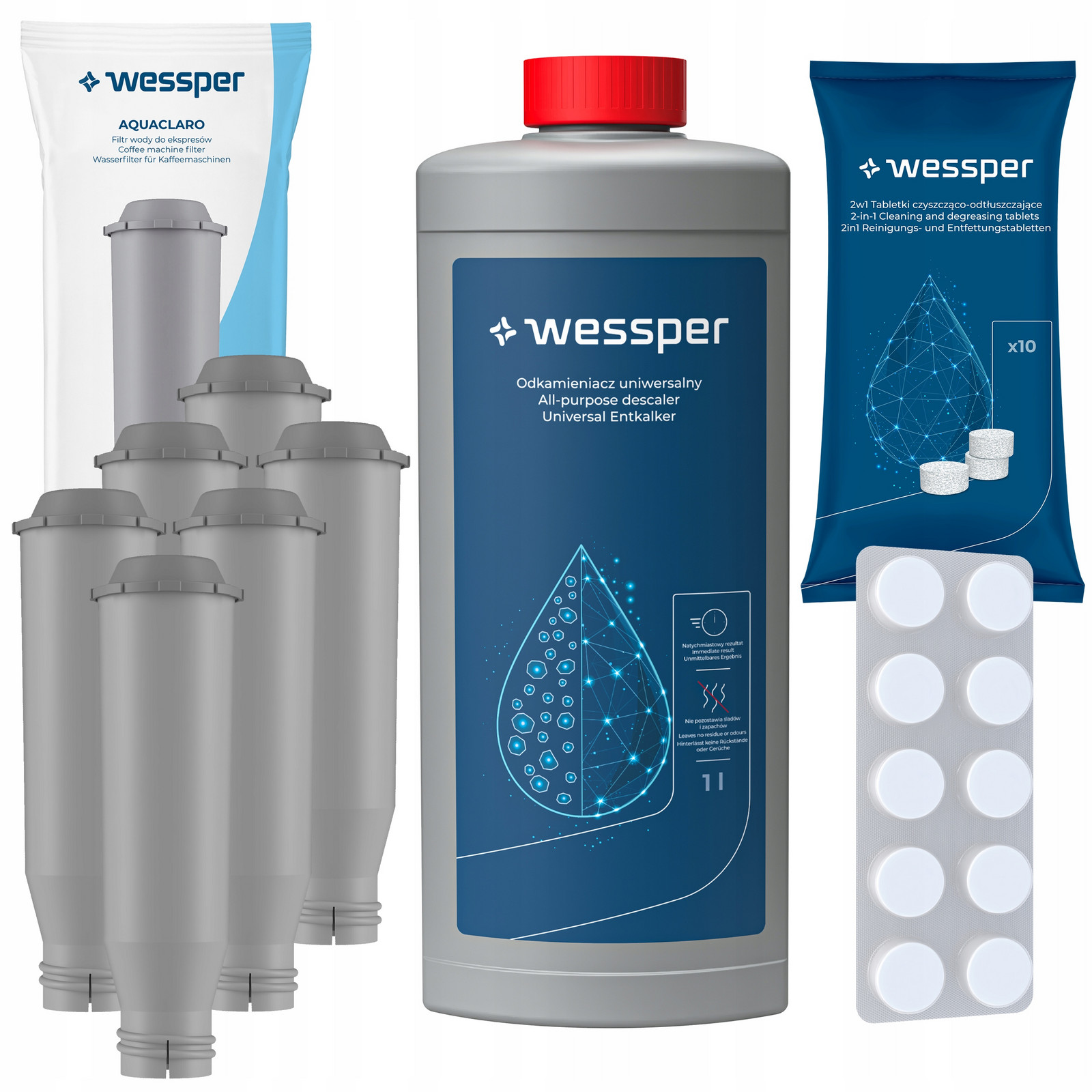 Sada Wessper pro kávovar Nivona 6x Filtr Odvápňovač 1L Tablety