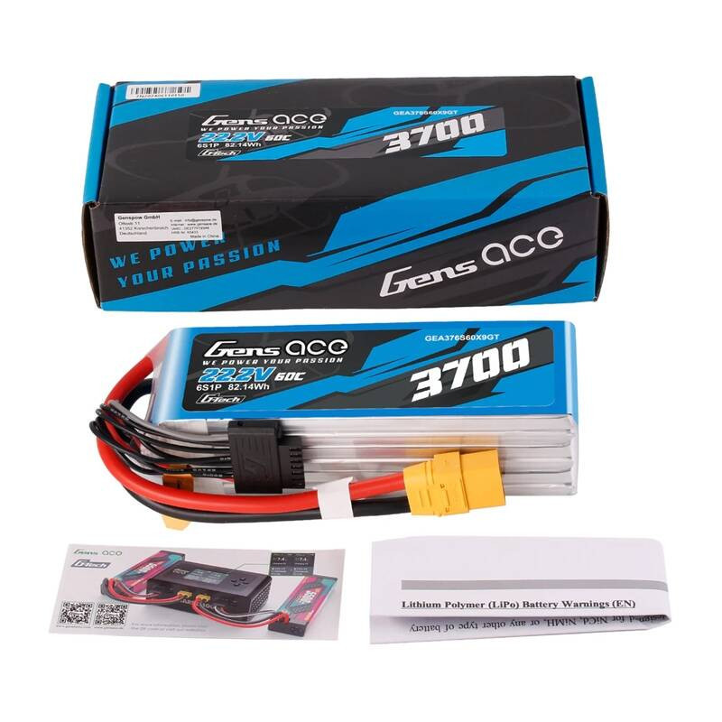 Gens Ace G-Tech Baterie Akumulátor LiPo Li-Poly 3700mAh 22.2V 60C 6S1P XT90