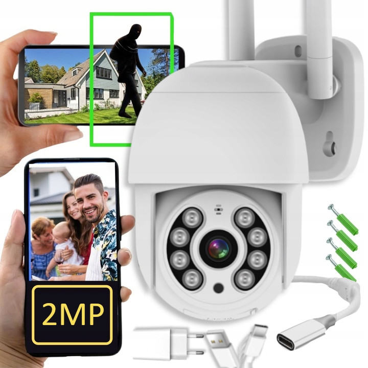 Venkovní Bezdrátová Kamera 2MPX Fullhd Notifikace Alarm Detekce