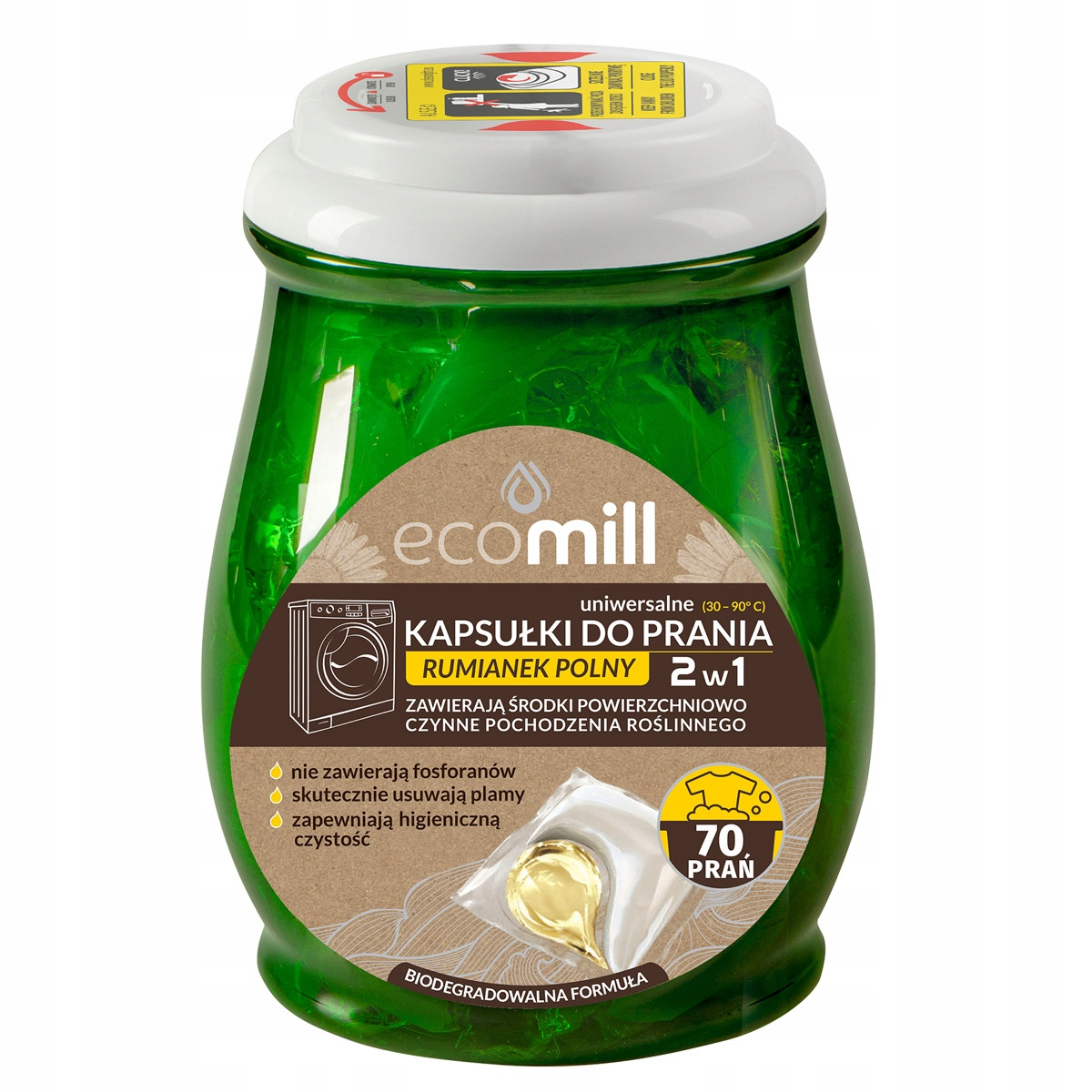 Kapsle na praní Ecomill Heřmánek Polní Univerzální 2v1 70 ks