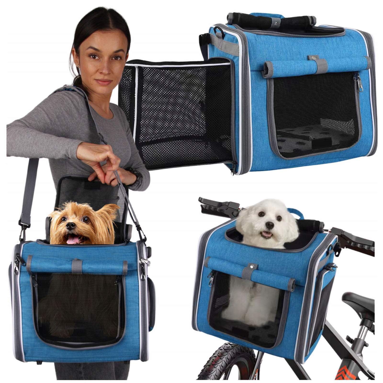 Přepravka taška na kolo sedačka batoh pro psa kočku 4v1 pevná do 5,5kg