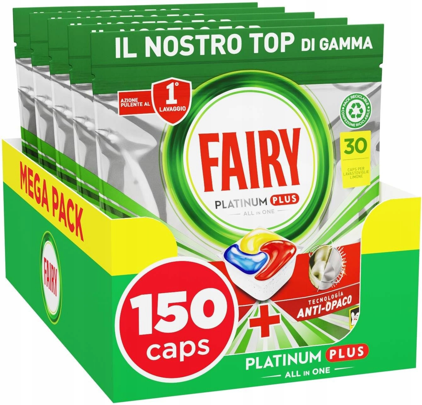 Fairy Platinum Plus Citron Tablety do myčky All In One, 150 tablet
