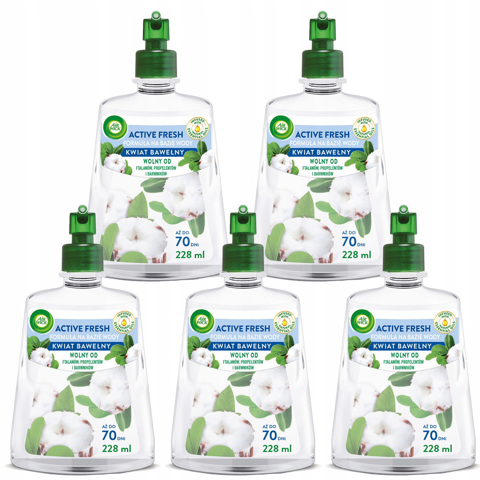 Air Wick Active Fresh Náplň do Osvěžovače Vzduchu Bavlníkový květ 228ml x5