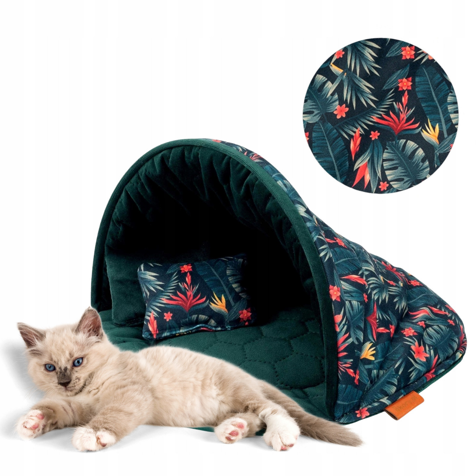 Budka domeček pelíšek pro kočky kočičky 50x50x34 cm Ukory Lahvová Zeleň