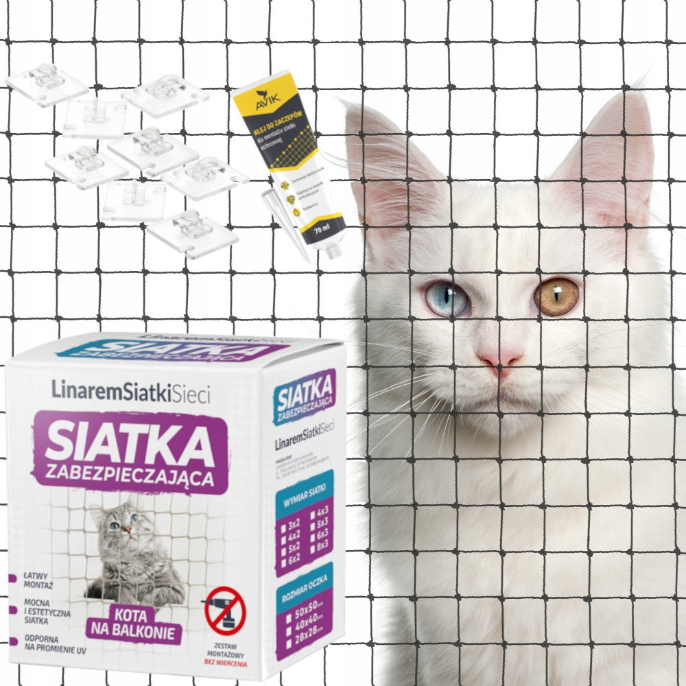 Sada Bez Vrtání Černá Síťka Na Balkon Pro Kočky 2x3 Bezpečné Kočky