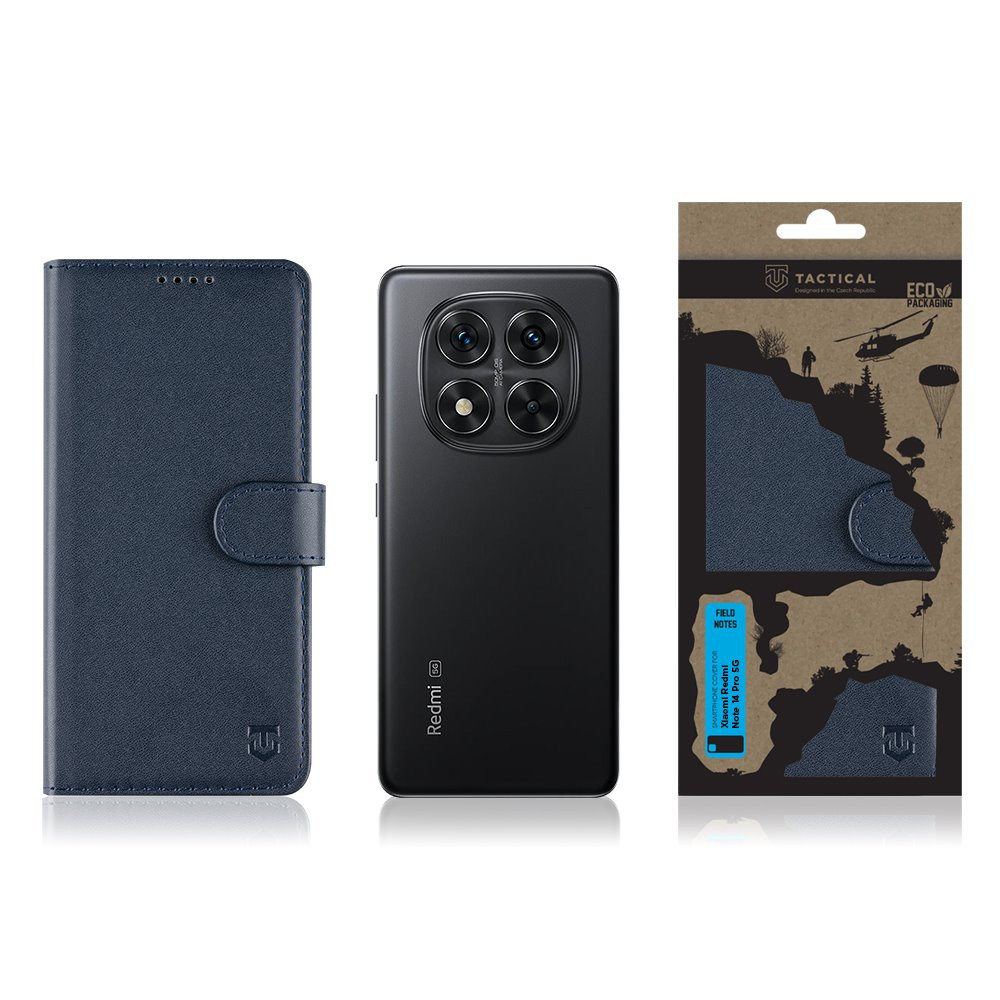 Flipové pouzdro Tactical Field Notes pro Xiaomi Redmi Note 14 Pro 5G, modrá