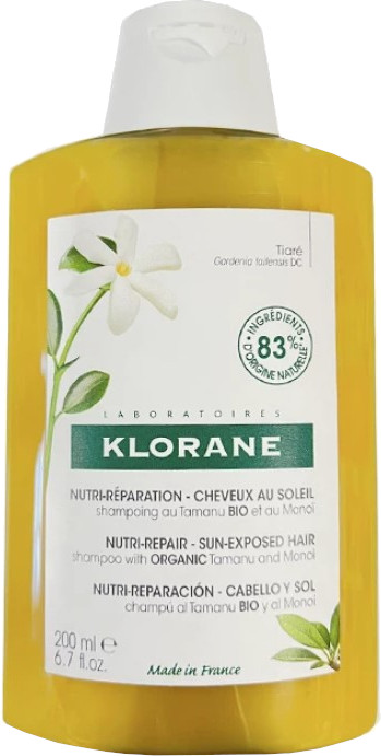 Klorane Vyživující šampon pro vlasy vystavené slunci Bio Tamanu a Monoi (Nourishing Shampoo) 200 ml