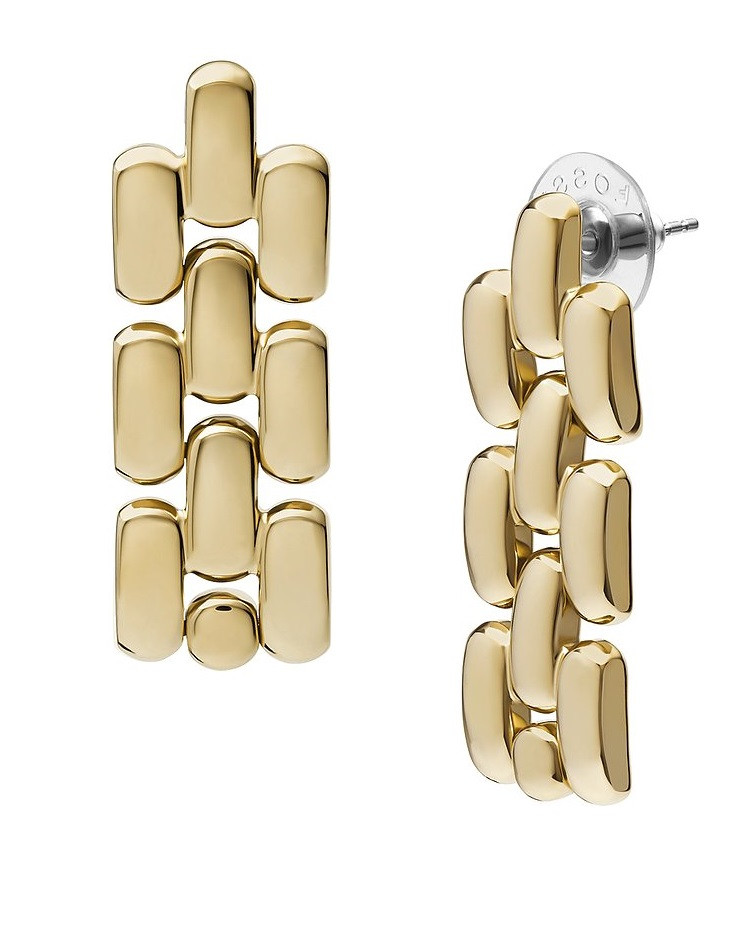 Fossil Elegantní visací pozlacené náušnice Arden JF04786710