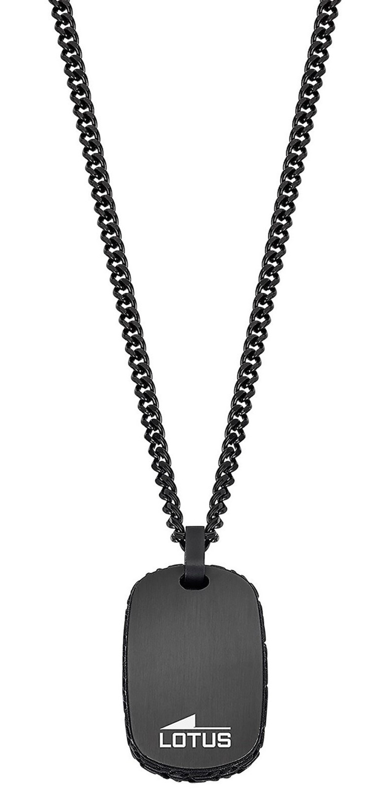 Lotus Style Černý ocelový náhrdelník Men in Black LS2257-1/1