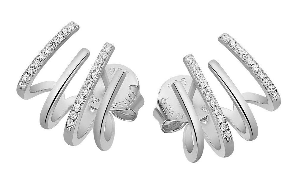 Lotus Silver Třpytivé stříbrné náušnice s čirými zirkony Earparty LP3344-4/1