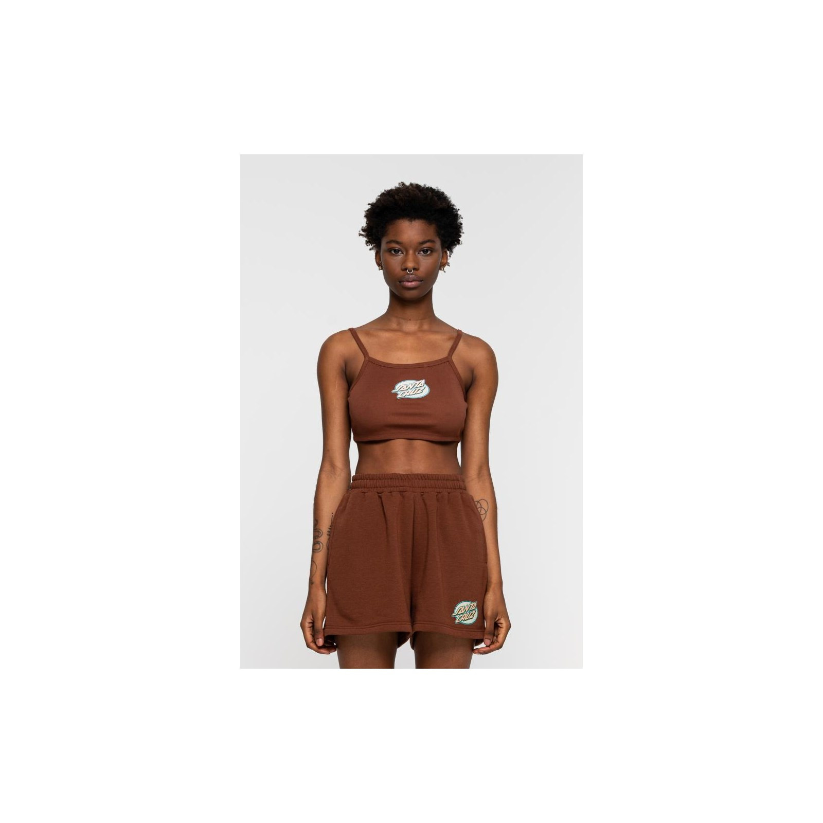 tílko SANTA CRUZ - Lined Oval Dot Crop Vest Sepia (SEPIA)