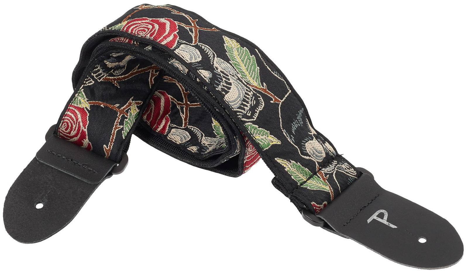 Perri's Leathers 7674 2” Wide Jacquard Negative Skull And Rose