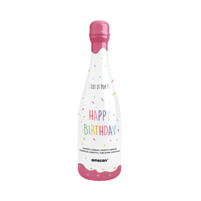 Konfety vystřelovací Láhev růžová 32 cm - barevná kolečka Albi