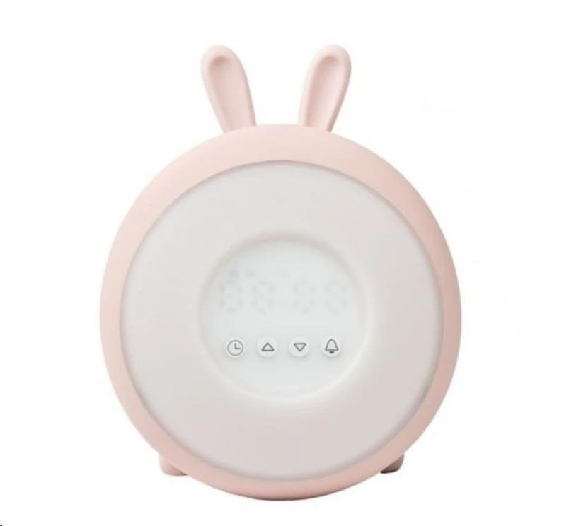 Rabbit & Friends Dětská lampička s budíkem | růžová
