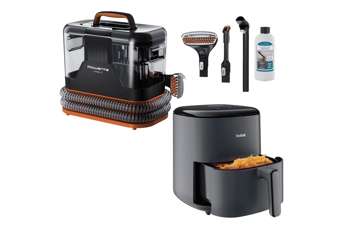 Akční set horkovzdušné fritézy Tefal Easy Fry Max EY245B10 a tepovače Rowenta Clean It IN5011F0