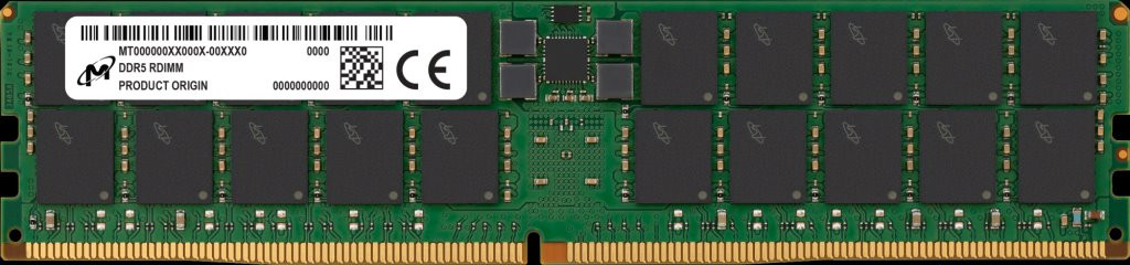 Micron DDR5 RDIMM 96GB 2Rx4 5600 CL46 (24Gbit) (Single Pack), MTC40F204WS1RC56BR