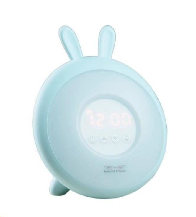 Rabbit & Friends Dětská lampička s budíkem | Modrá