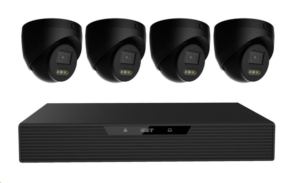 N85P4 HOME NVR PoE recorder + 4x black camera, 3K+ (5 MPx) resolution, set