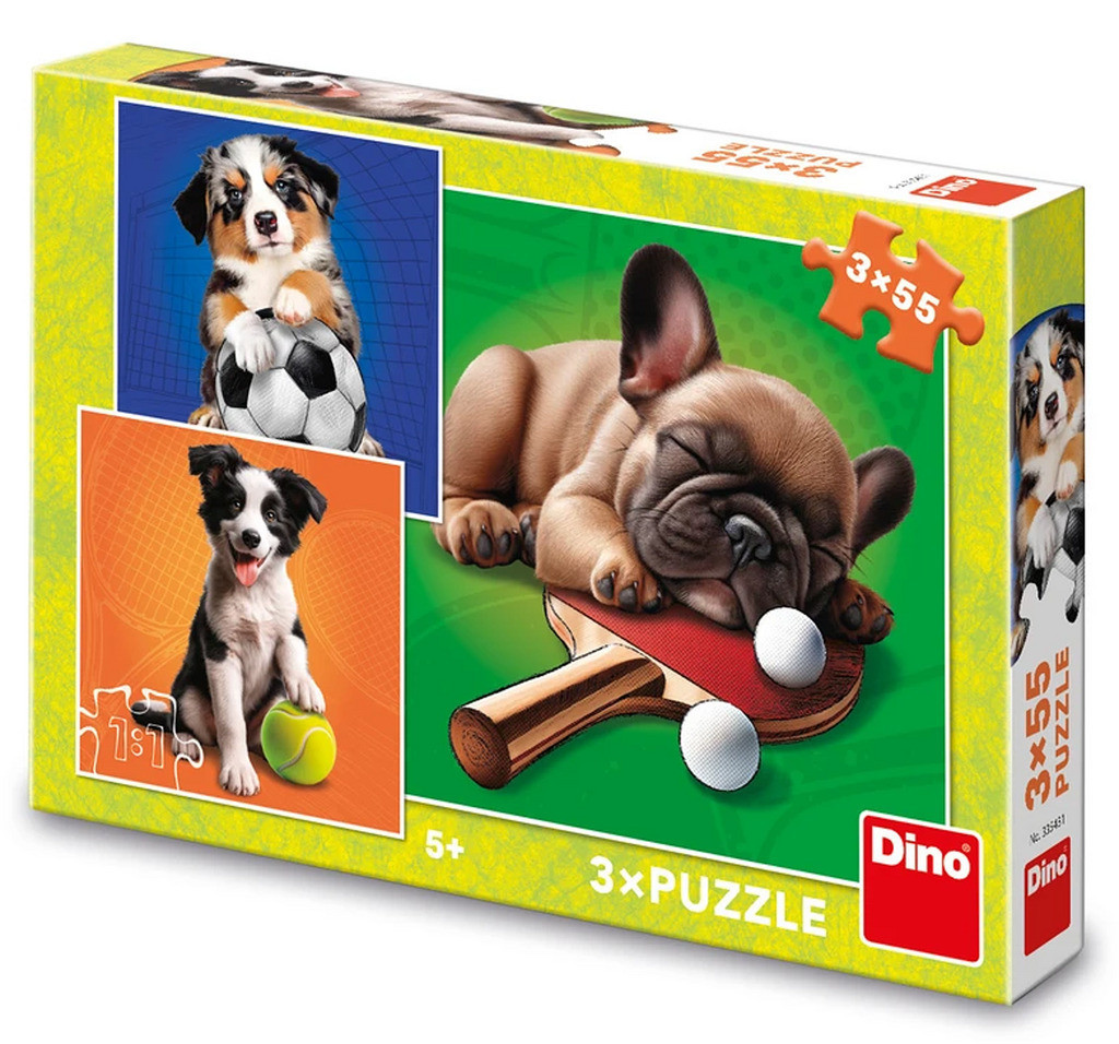 Puzzle 3x55 Psí sportovci