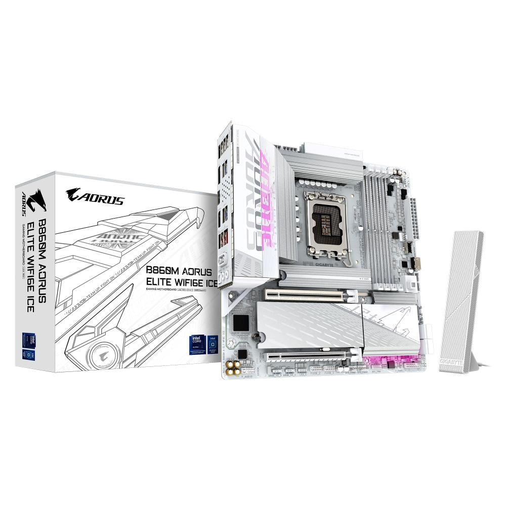 GIGABYTE MB Sc LGA1851 B860M AORUS ELITE WIFI6E ICE, Intel B860, 4xDDR5, 1xThunderbolt, 1xDP, 1xHDMI, WiFi, mATX, B860M A ELITE WF6E ICE