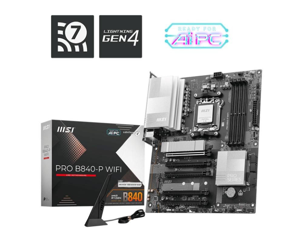 MSI PRO B840-P WIFI / AMD B840 / AM5 / 4x DDR5 / M.2 / WiFi / ATX, PRO B840-P WIFI