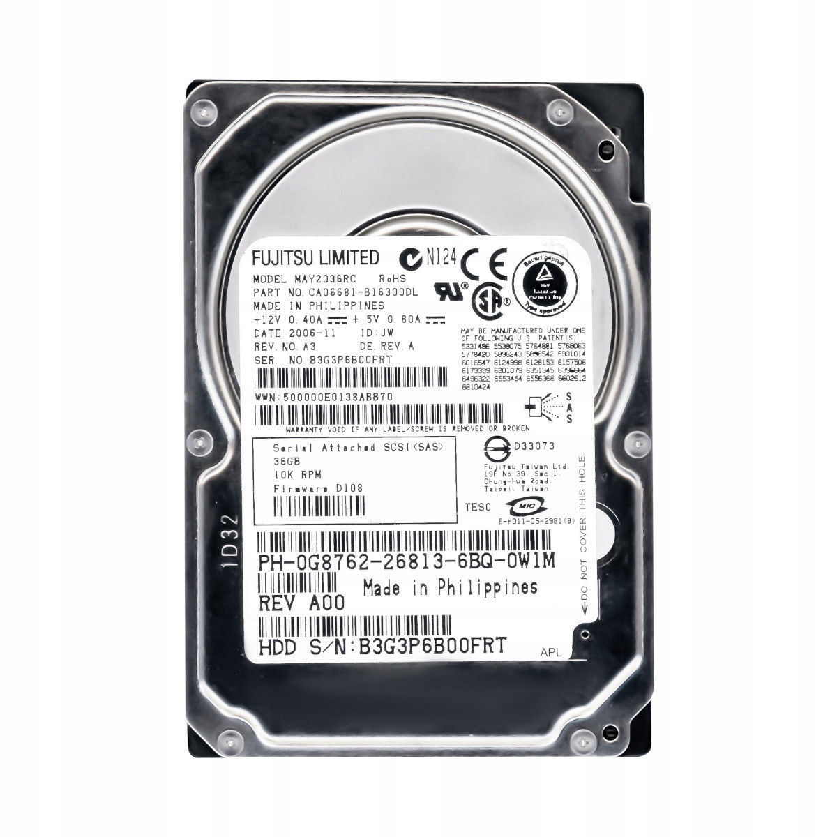 Dell 0G8762 36GB 10K 16MB Sas 2.5'' MAY2036RC