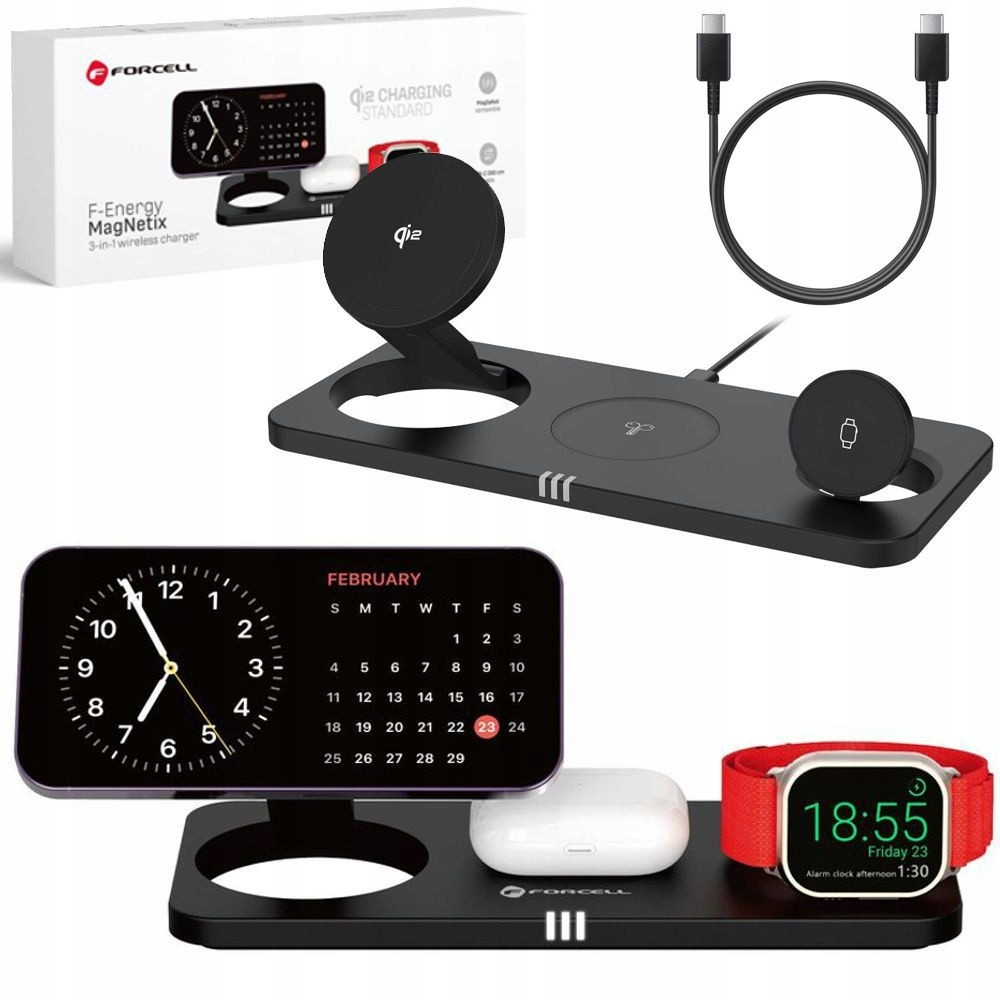 Bezdrátová nabíječka 3v1 s MagSafe Qi2 pro Apple iPhone Watch Airpods