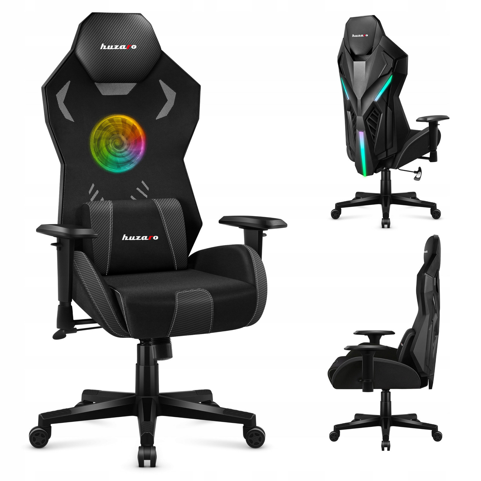 Herní křeslo Ergonomické Nastavitelné Huzaro Combat 7.6 Rgb Led Černé