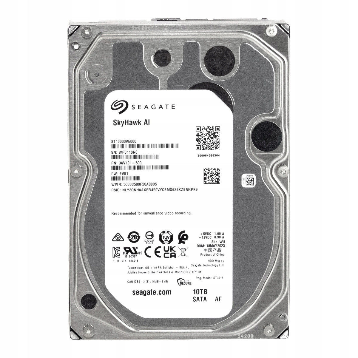 Seagate SkyHawk Ai 10TB 7,2K 256MB Sata III 3,5'' ST10000VE000