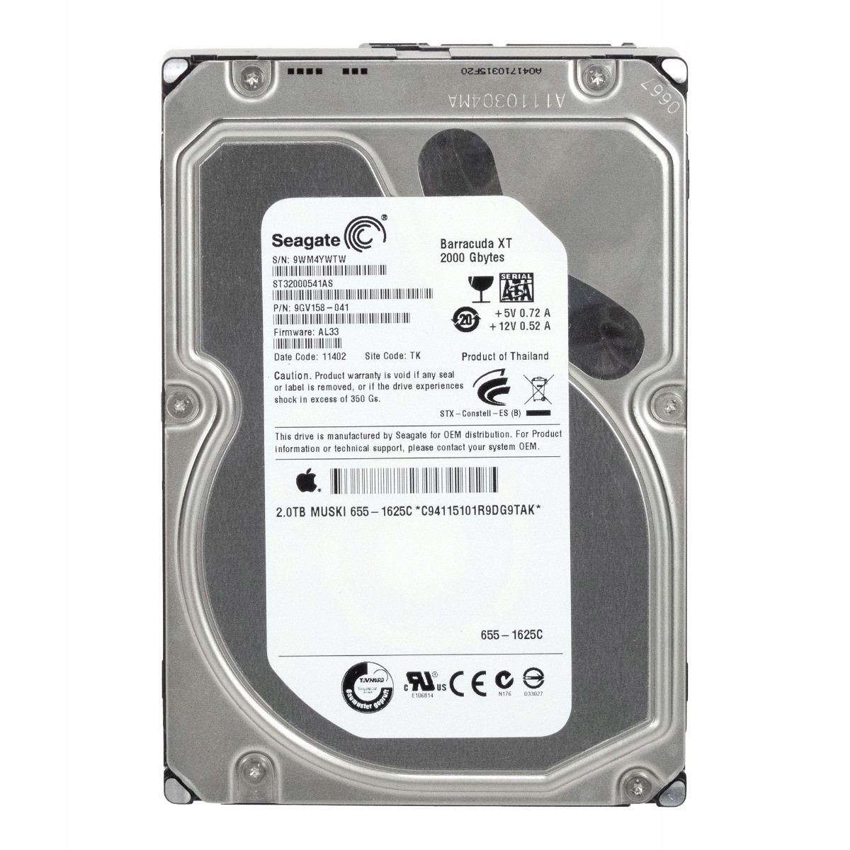 Seagate Barracuda Xt 2TB 5.9K 32MB Sata II 3.5'' ST32000541AS 655-1625C