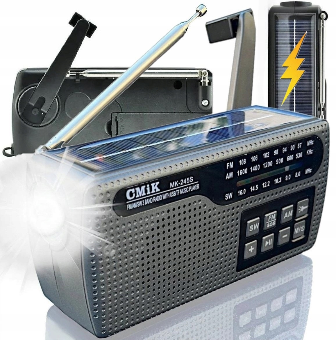 Bluetooth Reproduktor Bezdrátový Survival Solární Rádio Svítilna Dynamo Kemp