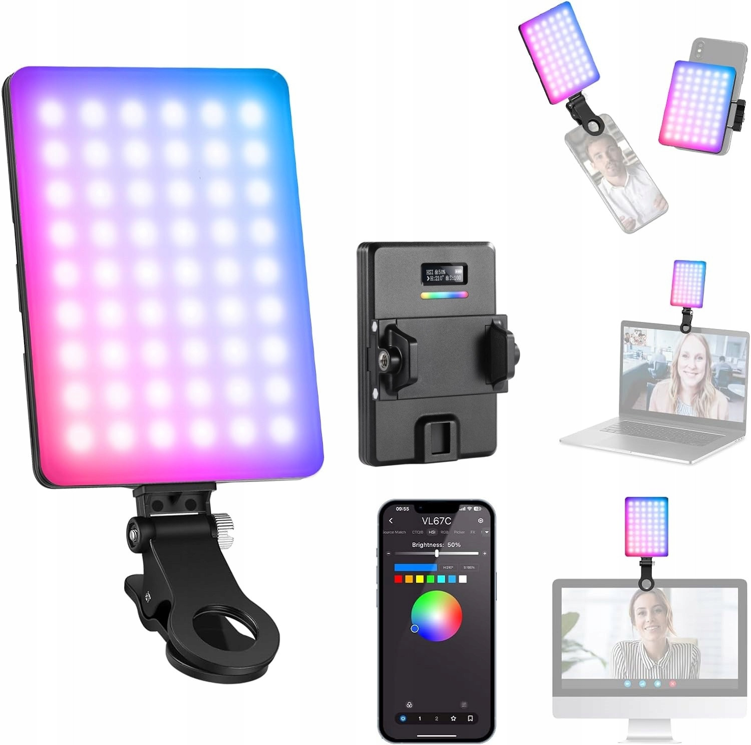 Selfie lampa pro telefon Led Rgb Cri 97 Aku 2000 mAh 5W Neewer