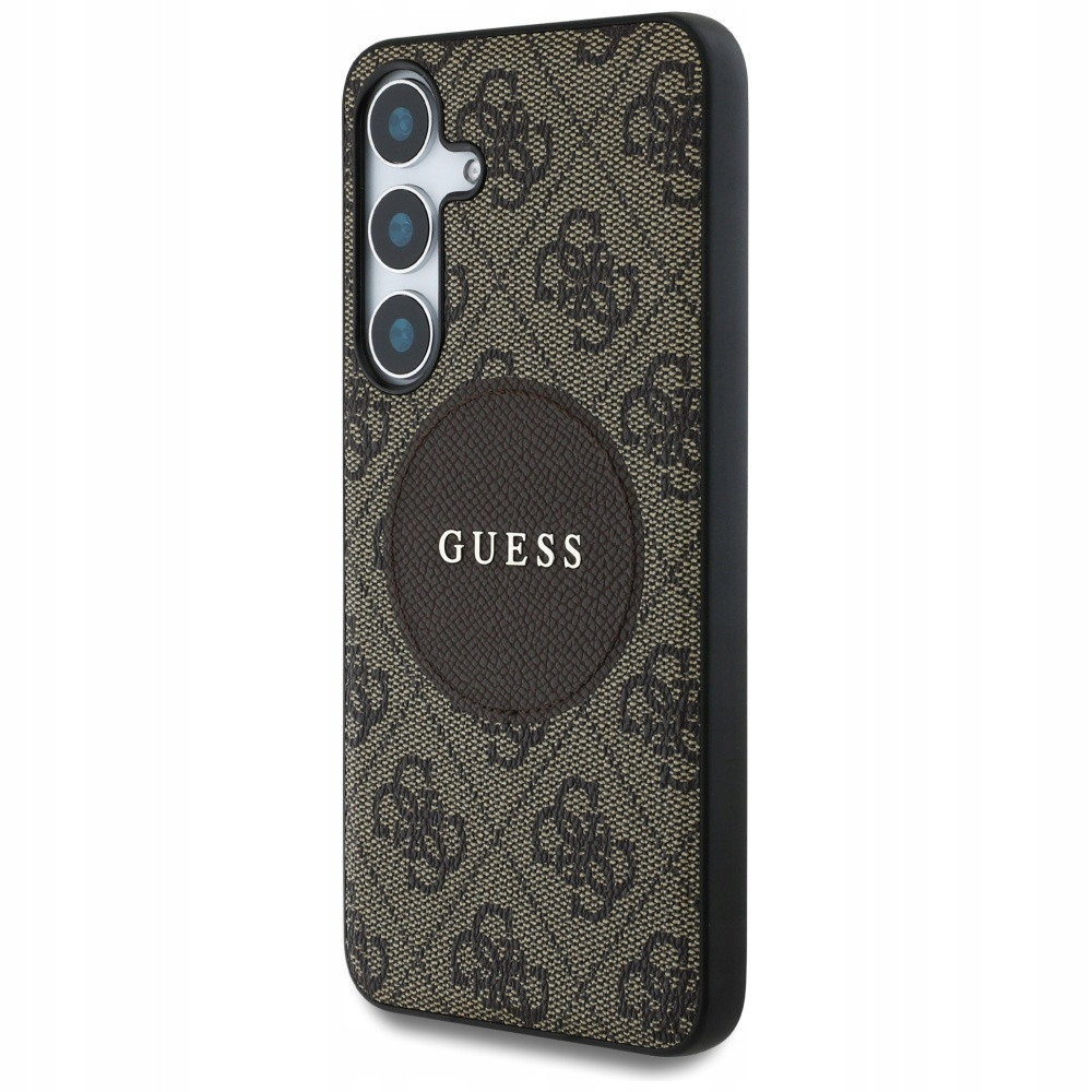 Pouzdro Guess 4G Round Patch Classic Logo MagSafe pro Samsung S25 hnědé