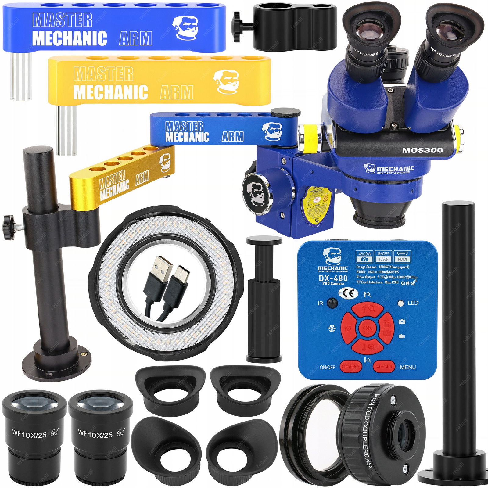 Stereoskopický Mikroskop Mechanic MOS300 Triokular Držák M3 Konstrukce Stolu