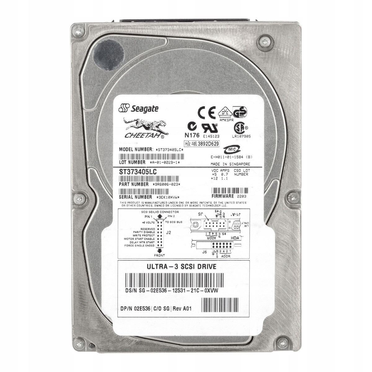 Dell 02E536 73GB 10K 8MB Scsi U160 3,5'' ST373405LC