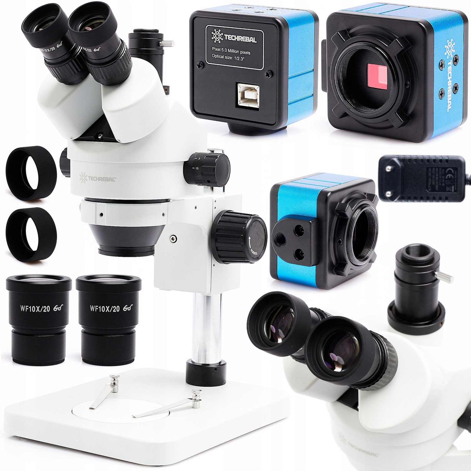 Profesionální Stereoskopický Mikroskop 7-45x 10HT 5MP Usb Kamera Techrebal