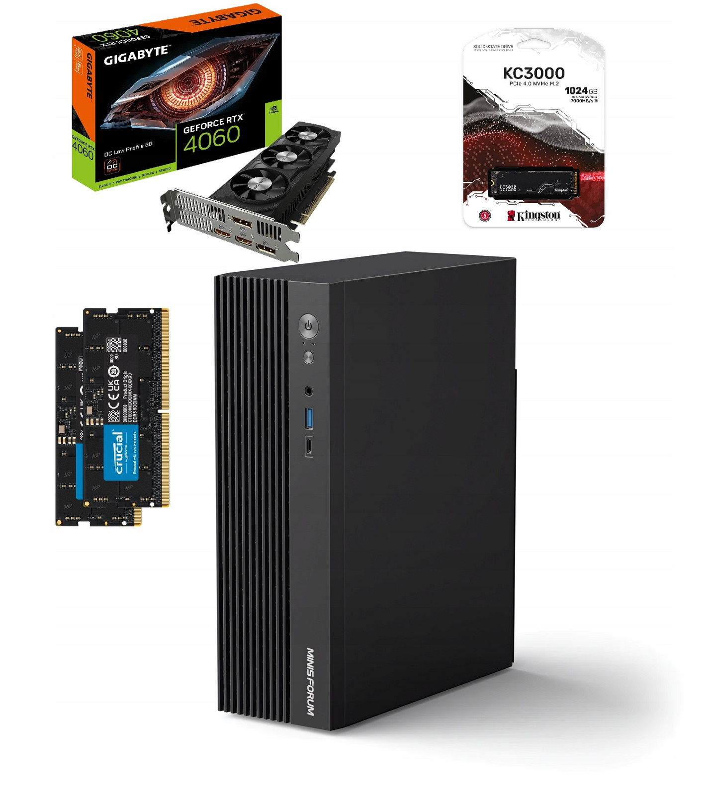 Mini počítač Pc Sff Ryzen 9 7940HX, 48GB Ram, 1TB KC3000, RTX4060 Lp 8GB