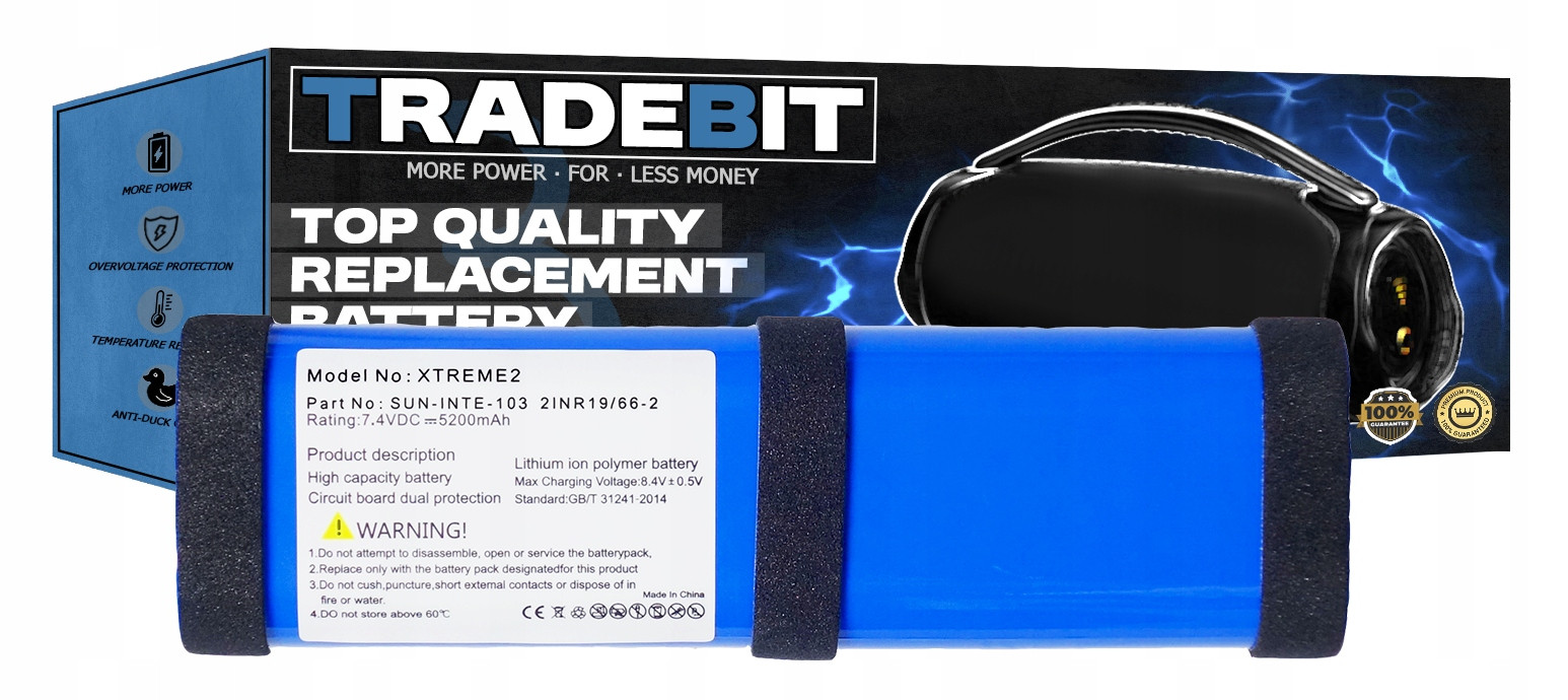 Baterie pro reproduktor Jbl Xtreme 2 SUN-INTE-103 2INR19 5200mAh 7,4V Lit-Pol