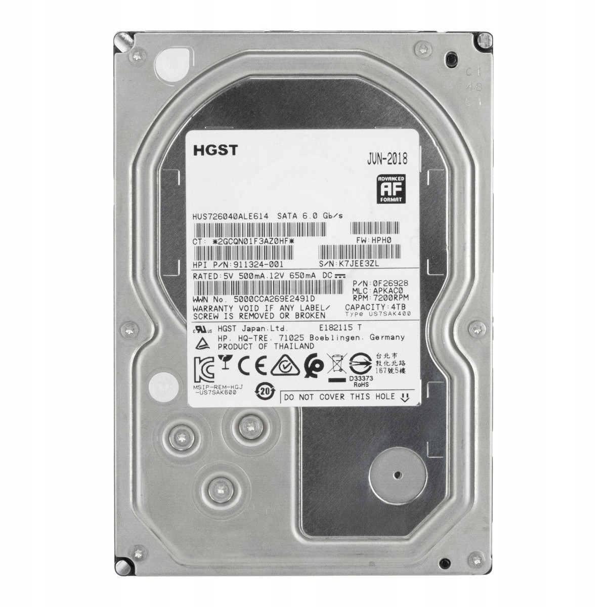 Hgst UltraStar 7K6000 4TB 7.2K 128MB Sata III 3.5'' HUS726040ALE614