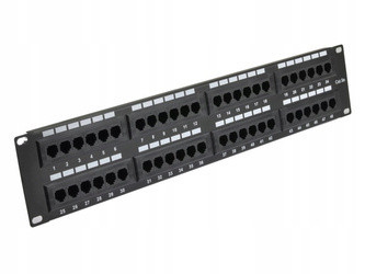Rack 19'' Patch panel 2U, Utp Cat.5e 48 portů